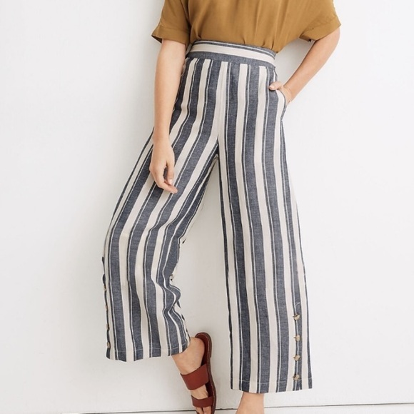 Madewell Side-Button Huston Pull-on Crop Pant - Picture 1 of 7